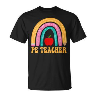 Pe Teacher Rainbow Pencil Back To School Appreciation T-shirt - Thegiftio UK