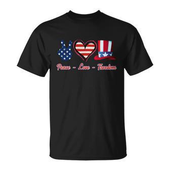 Peace Love Freedom Flag Usa 4Th Of July Unisex T-Shirt - Monsterry AU