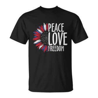 Peace Love Freedom For 4Th Of July Plus Size Shirt For Men Women Family Unisex Unisex T-Shirt - Monsterry UK