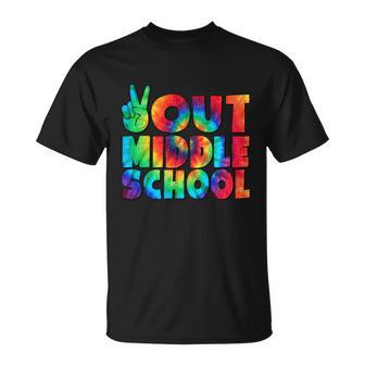 Peace Out Middle School Graduation Happy Last Day Of School Gift Unisex T-Shirt - Monsterry