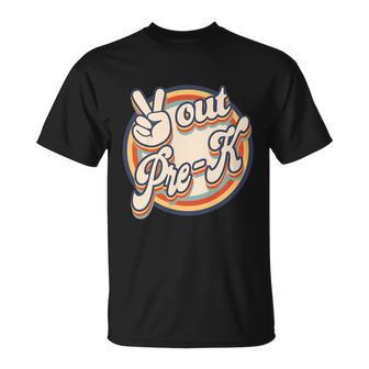 Peace Out Pregiftk Retro Graduation Happy Last Day Of School Funny Gift Unisex T-Shirt - Monsterry