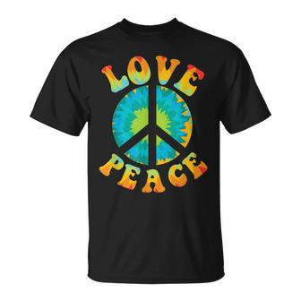 Peace Sign Love 60S 70S Tie Dye Hippie Halloween Costume V9 Unisex T-Shirt - Seseable