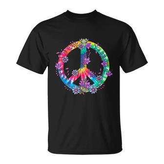 Peace Sign Love Flowers 60S 70S Tie Dye Hippie Costume Unisex T-Shirt - Monsterry DE