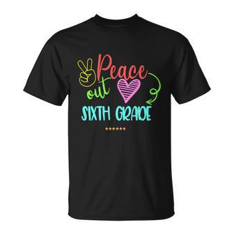 Peace Out Sixth Grade Graphic Plus Size Shirt For Teacher Female Male Students T-shirt - Thegiftio UK