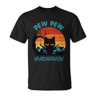 Pew Pew Madafaka Cat Halloween Quote Unisex T-Shirt - Monsterry