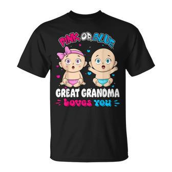 Pink Or Blue Baby Great Grandma Loves You Baby Shower Gender T-shirt - Thegiftio UK