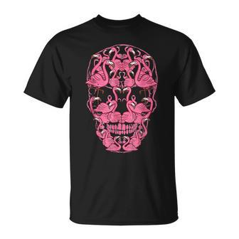 Pink Flamingo Skull Breast Cancer Awareness Halloween V3 T-shirt - Thegiftio UK