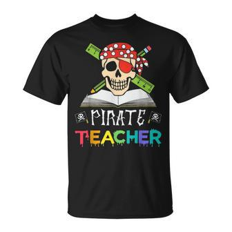 Pirate Teacher Halloween Skull Adult T-shirt - Thegiftio UK