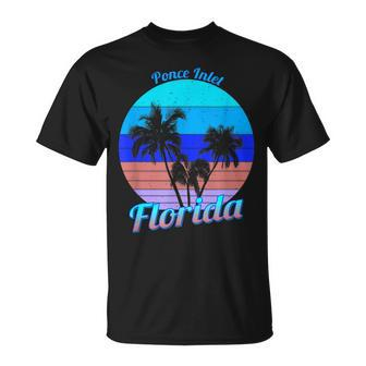Ponce Inlet Florida Retro Tropical Palm Trees Vacation T-shirt - Thegiftio UK