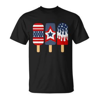 Popsicle Red White Blue American Graphic Plus Size Shirt For Men Women Family Unisex T-Shirt - Monsterry