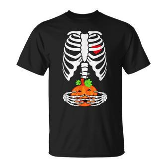 Pregnancy Announcement Pregnant Skeleton Halloween Pumpkin T-shirt - Thegiftio UK