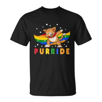 Pride Month Dabbing Purride Cat Gay Pride Lgbt Unisex T-Shirt - Monsterry