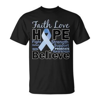 Prostate Cancer Awareness Faith Hope Unisex T-Shirt - Monsterry DE