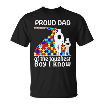Proud Autism Dad Of The Toughest Boy I Know Tshirt Unisex T-Shirt - Monsterry
