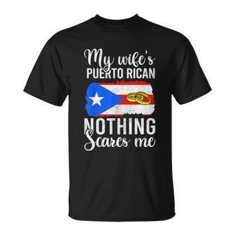 Proud Husband Of Puerto Rican Wife Shirt Nothing Scares T-Shirt - Thegiftio UK