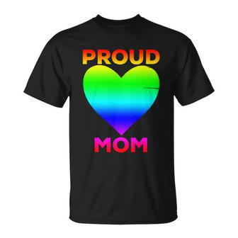 Proud Mom Heart Flag Parent Of Lgbtq Lesbian Bi Trans Gift V2 Unisex T-Shirt - Monsterry AU