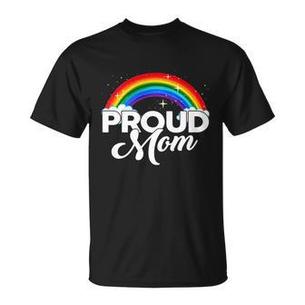 Proud Mom Lesbian Lgbt Gay Lgbtq Rainbow Flag Gift Unisex T-Shirt - Monsterry CA