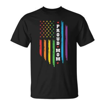 Proud Mom Rainbow Distressed Usa Pride Month Lgbt Unisex T-Shirt - Monsterry UK