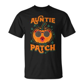 Pumpkin Auntie Of The Patch Family Cute Halloween Aunt Gift Men Women T-shirt Graphic Print Casual Unisex Tee - Thegiftio UK