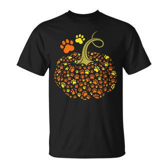 Pumpkin Dog Paw Print Lazy Halloween Costume Puppy T-shirt - Thegiftio UK