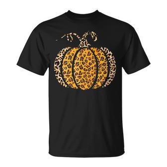 Pumpkin Leopard Print Funny Halloween Costume Autumn Pumpkin Unisex T-Shirt - Seseable