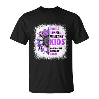 Purple Up Military Child Leopard Sunflower Bleached Unisex T-Shirt - Monsterry DE