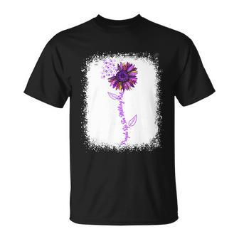 Purple Up Military Child Sunflower Leopard Bleached Unisex T-Shirt - Monsterry