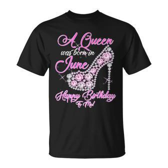 A Queen Was Born In June Fancy Birthday T-Shirt - Thegiftio UK