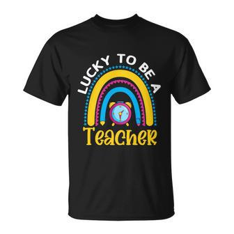Rainbow Lucky To Be A Teacher Back To School T-shirt - Thegiftio UK