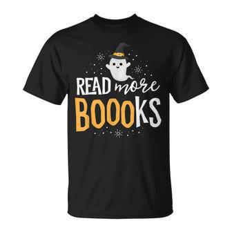 Read More Books Librarian English Teacher Boo Halloween Men Women T-shirt Graphic Print Casual Unisex Tee - Thegiftio UK