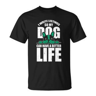 Real Estate Agent Listing Writer And Dog Lover Realtor T-Shirt - Thegiftio UK
