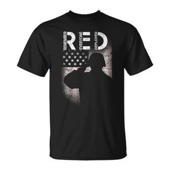Red Friday Remember Everyone Deployed Flag V2 Unisex T-Shirt - Monsterry DE