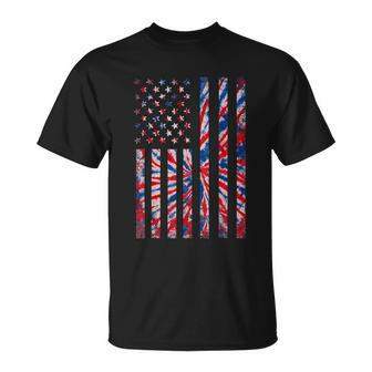 Red White Blue Tie Dye American Flag Vintage 4Th Of July Unisex T-Shirt - Monsterry DE