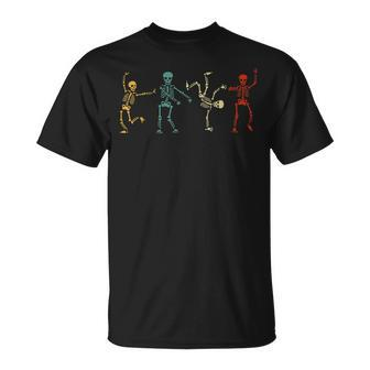 Retro Dancing Skeleton Dance Challenge Girls Boys Halloween Unisex T-Shirt - Seseable