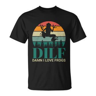 Retro Dilf Damn I Love Frogs Unisex T-Shirt - Monsterry
