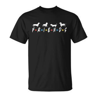 Retro Doxie Weiner Dog Friends Crewneck Dachshund Dog T-Shirt - Thegiftio UK