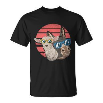 Retro Farm Animal Lover Cool Goat Sunglasses Donkey Farm Meaningful Gift Unisex T-Shirt - Monsterry