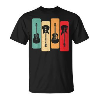 Retro Guitars Guitarist Acoustic Electric Guitar Rock Music V2 Unisex T-Shirt - Seseable