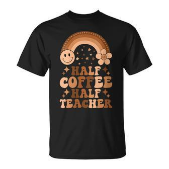 Retro Half Coffee Half Teacher Teachers Appreciation T-shirt - Thegiftio UK