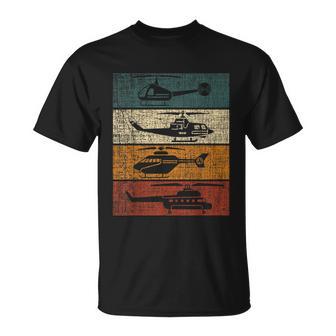 Retro Helicopter Pilot Vintage Aviation Unisex T-Shirt - Monsterry