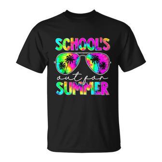Retro Last Day School Schools Out For Summer Teacher Tie Dye T-Shirt - Thegiftio