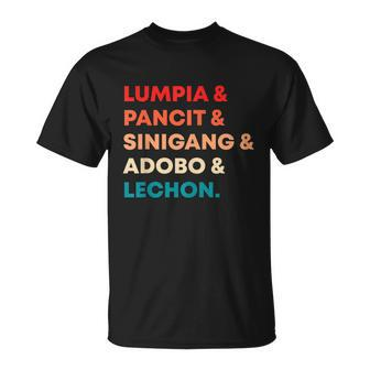 Retro Lumpia Pancit Sinigang Adobo Lechon Filipino Filipina T-shirt - Thegiftio UK