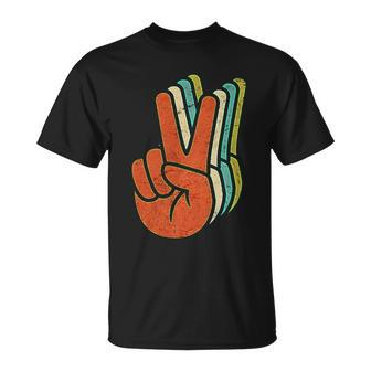 Retro Peace Symbol Hand Unisex T-Shirt - Monsterry