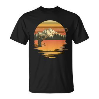 Retro Sunset Sunrise Fly Fisherman Tshirt Unisex T-Shirt - Monsterry