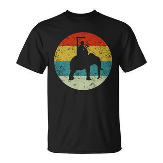 Retro Vintage Man Riding Elephant Unisex T-Shirt - Monsterry AU