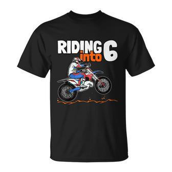 Riding Into 6 Dirt Bike 6 Years Old Motocross Birthday T-Shirt - Thegiftio UK