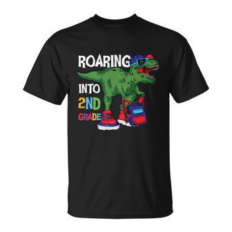 Roaring Into 2Nd Grade Dinosaur First Day Of School Back To School Unisex T-Shirt - Monsterry AU