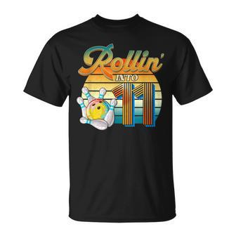 Rollin Into 11Th Birthday Bowler 11 Years Old Bowling Party Unisex T-Shirt - Seseable
