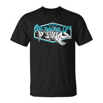 Saltwater Life Fish Skeleton Logo Tshirt Unisex T-Shirt - Monsterry DE