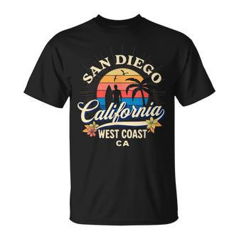 San Diego California Beach Surf Summer Vacation Vintage V3 Unisex T-Shirt - Seseable